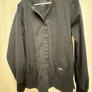 Cherokee Scrub Black Button-Up Jacket